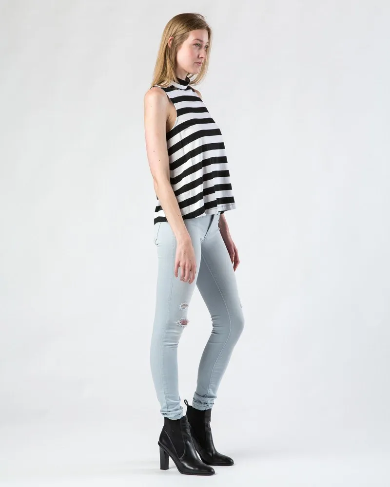 Splendid White and Black Mock Neck Tank Top