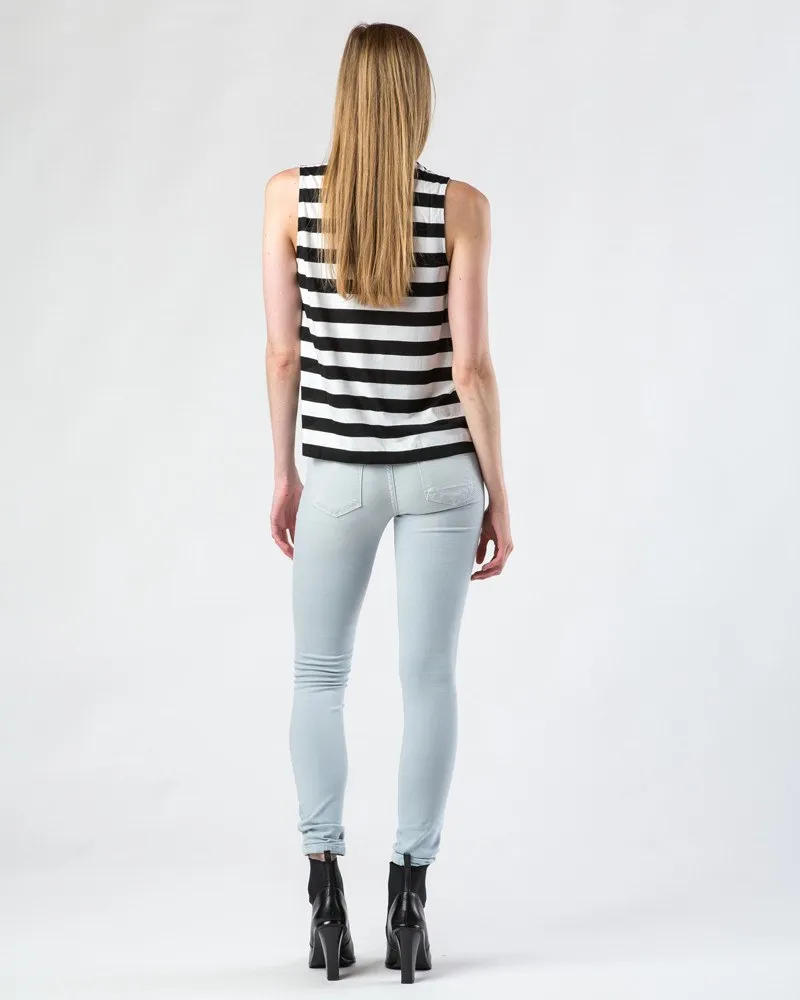 Splendid White and Black Mock Neck Tank Top