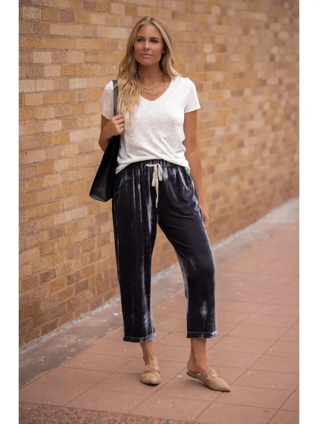 Stone Gray Velvet Pants