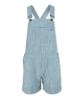 STRIPED DENIM OVERALL SHORTS