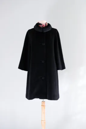 Stylish 1960's Lilli Ann Black Swing Coat / Sz M