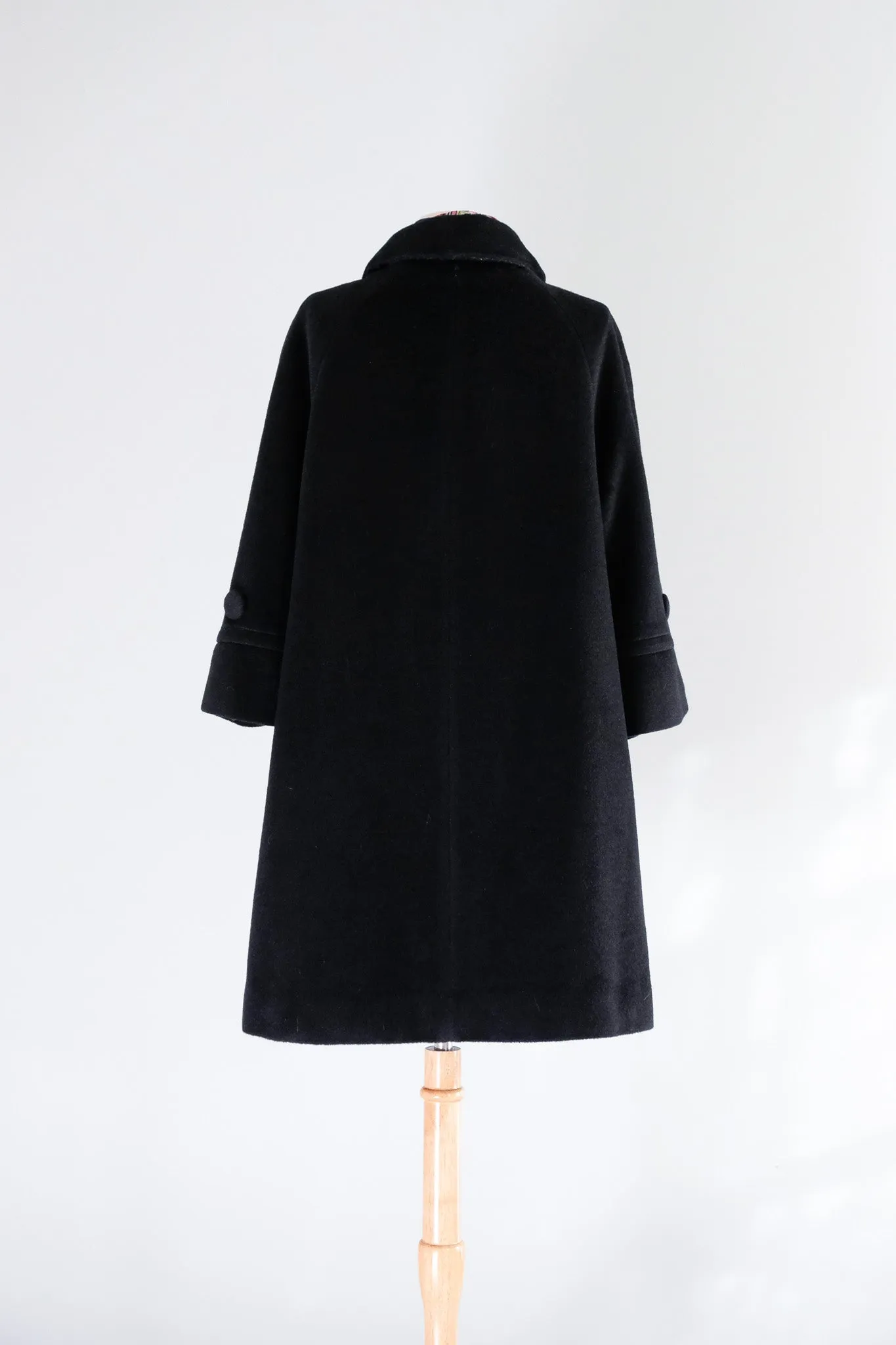 Stylish 1960's Lilli Ann Black Swing Coat / Sz M