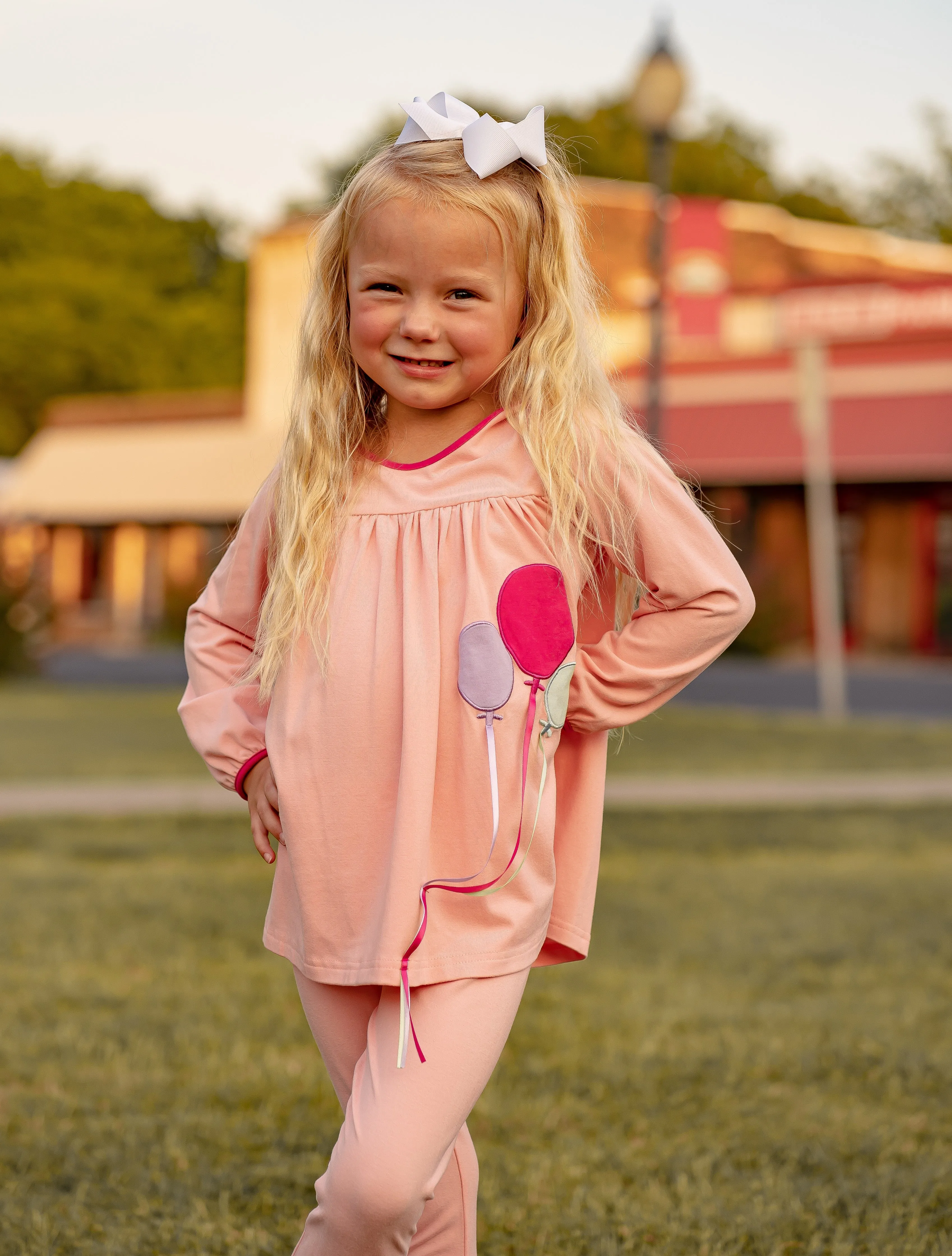 Tabby Tunic and Leggings - Pink with Birthday Balloons