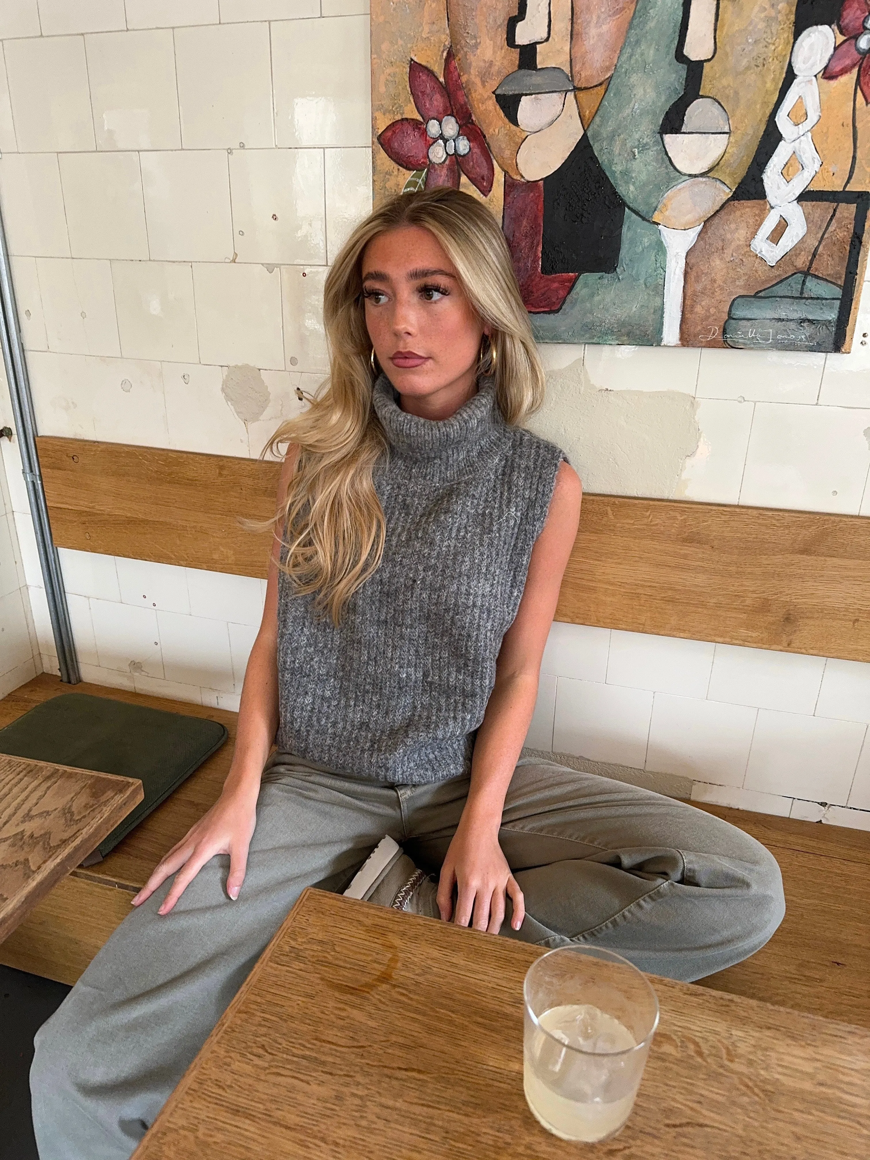 Thalia knitted turtleneck vest - Grey