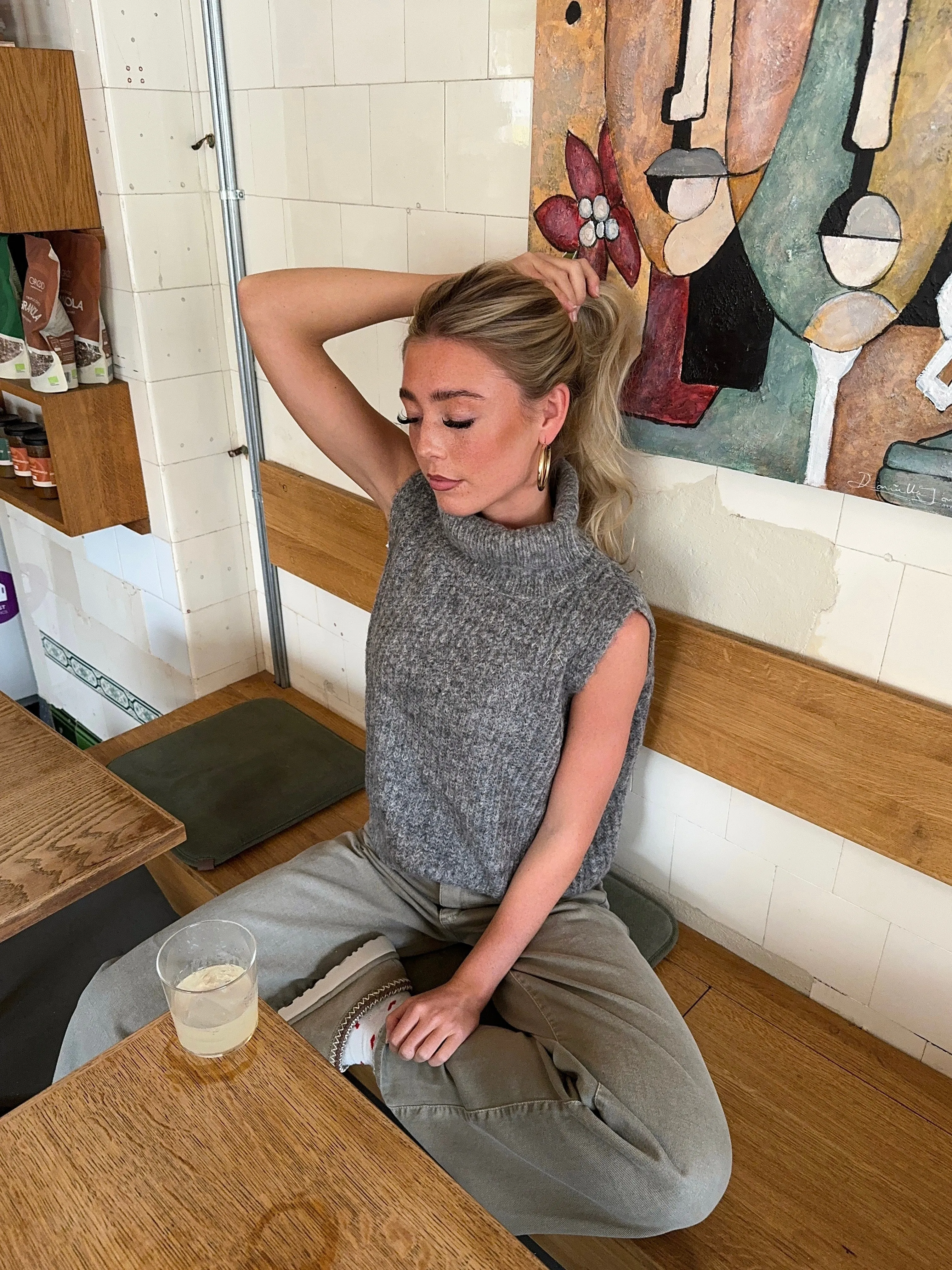 Thalia knitted turtleneck vest - Grey