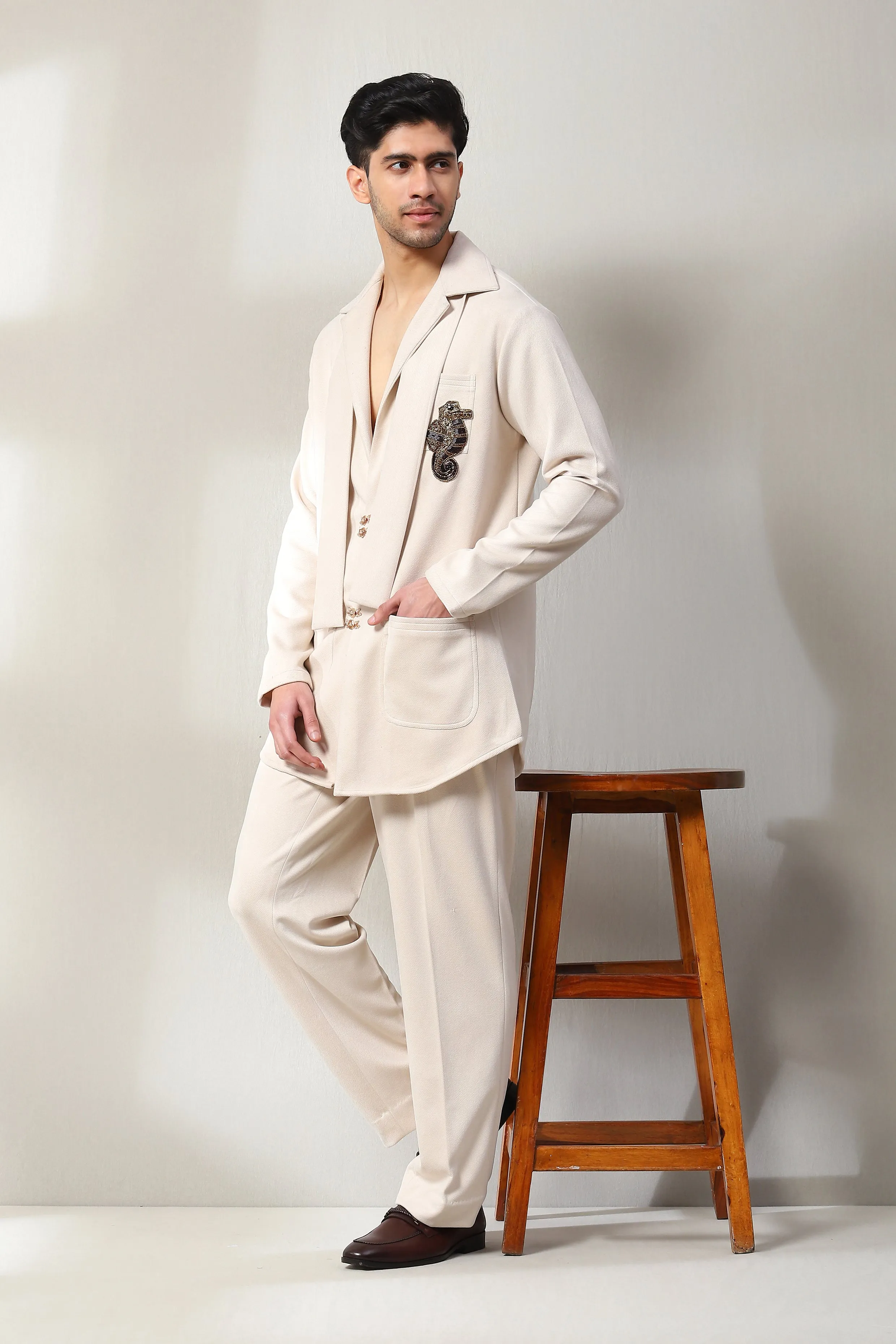 This ivory corduroy velvet co-ord set
