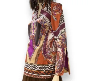 V Neck 3/4 Split Sleeve Colorful Tunic Top