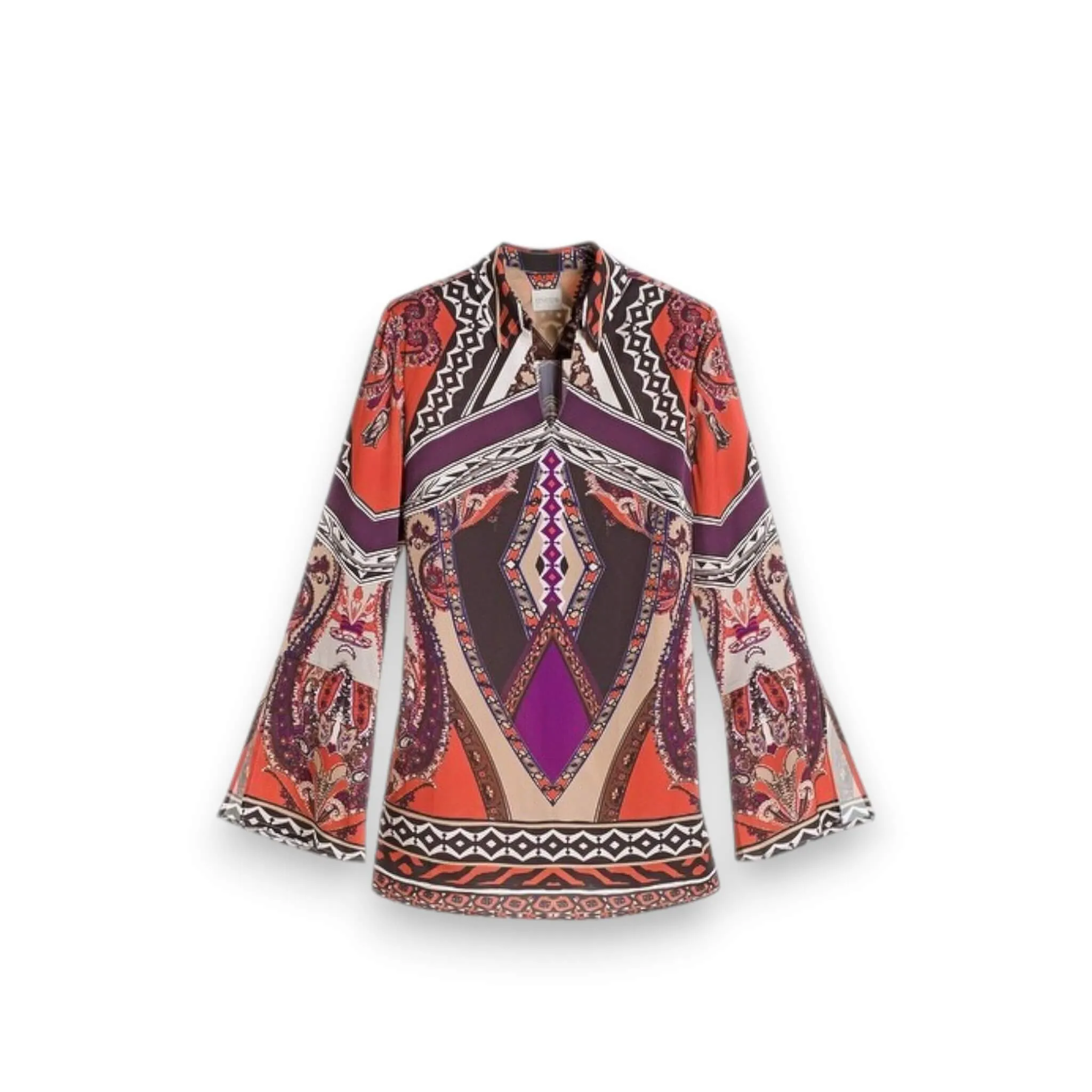 V Neck 3/4 Split Sleeve Colorful Tunic Top