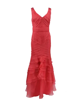 V-Neck Layered Chiffon Gown