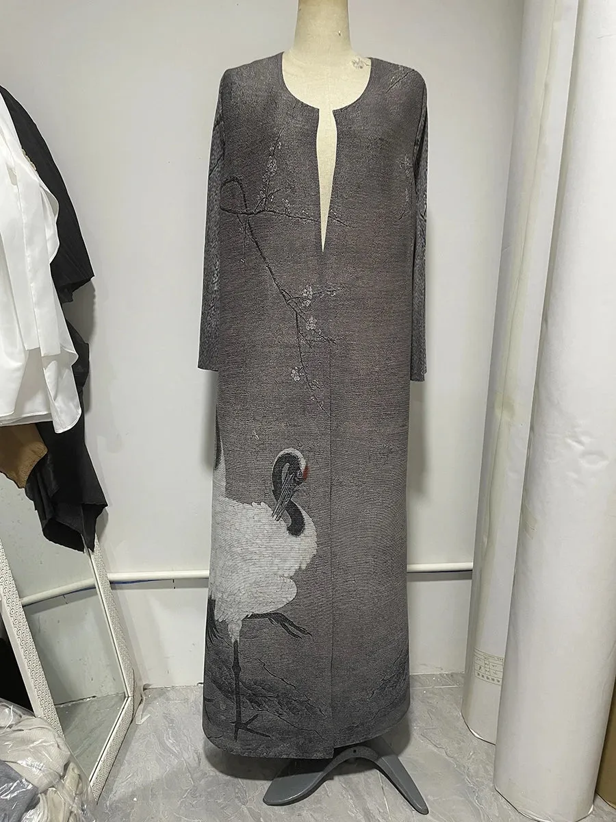 Vintage Pleated Women's Long Cardigan