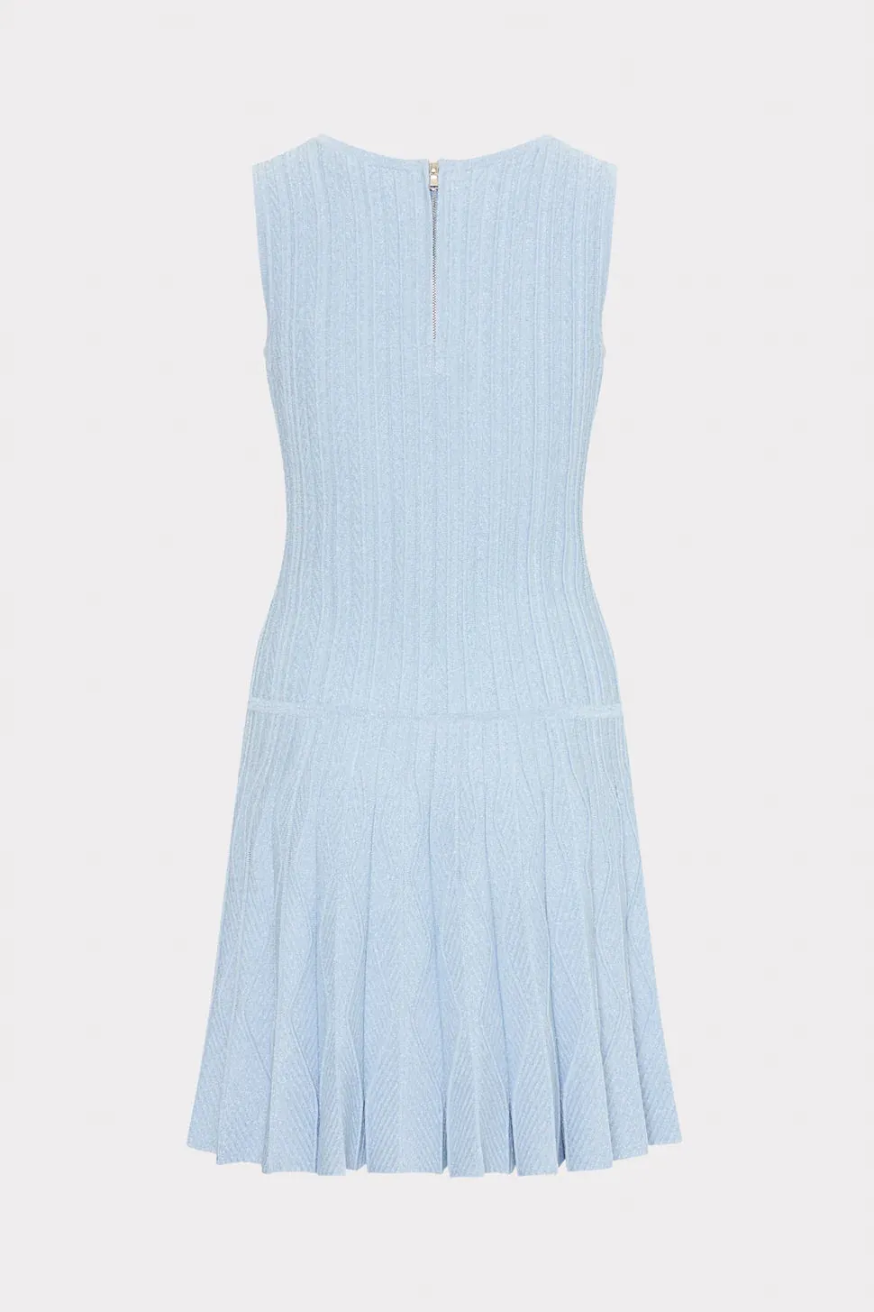 Wave Godet Flare Knit Mini Dress - Light Blue