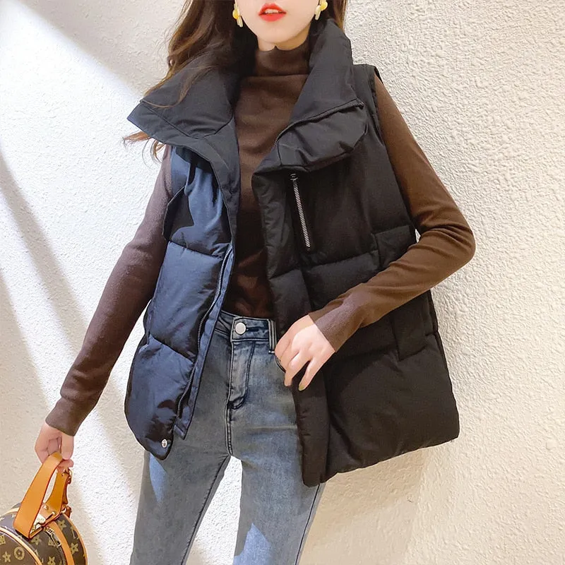 Winter vest women stand-up collar waistcoat large size vest 2XL