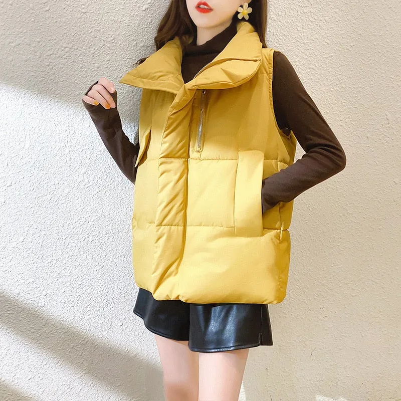 Winter vest women stand-up collar waistcoat large size vest 2XL
