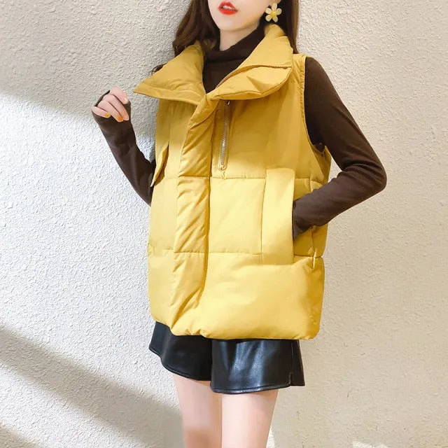 Winter vest women stand-up collar waistcoat large size vest 2XL