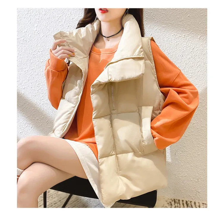 Winter vest women stand-up collar waistcoat large size vest 2XL