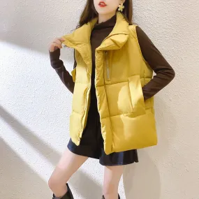 Winter vest women stand-up collar waistcoat large size vest 2XL