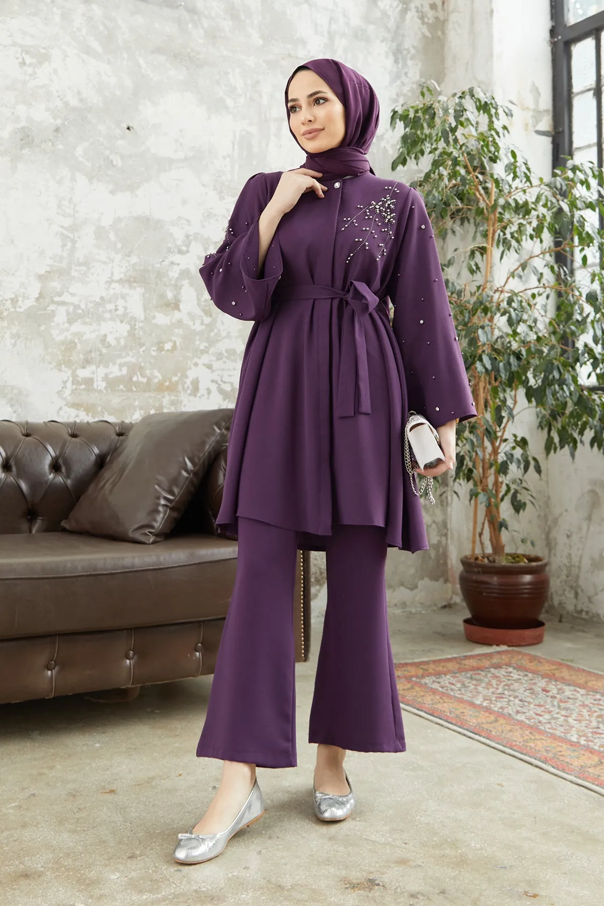 ZRF Women Rina Tunic Pants Set - Purple - Clichy