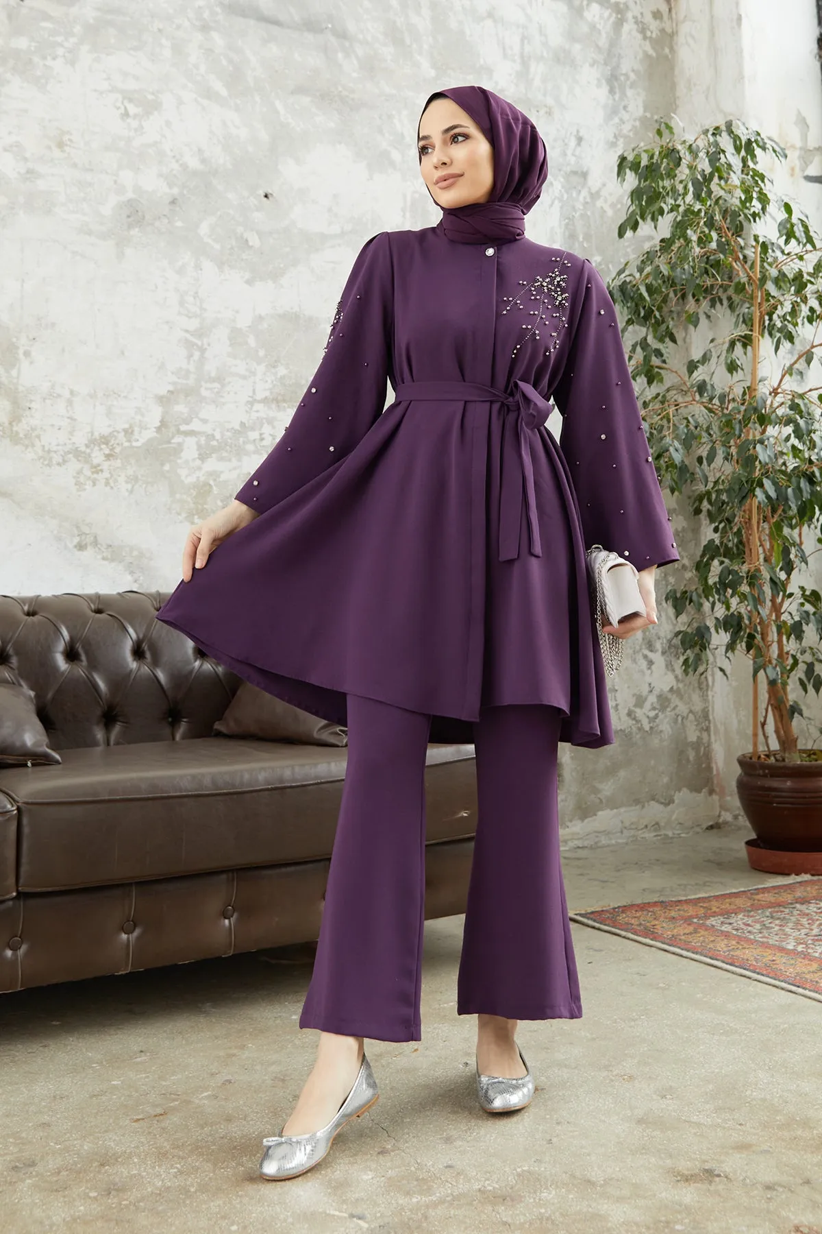 ZRF Women Rina Tunic Pants Set - Purple - Clichy