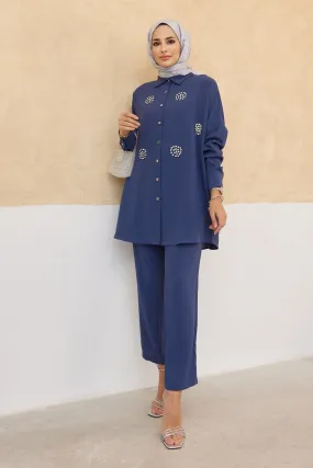 ZRF Women Stone-embellished Two-piece Set - Indigo - Châlons-en-Champagne